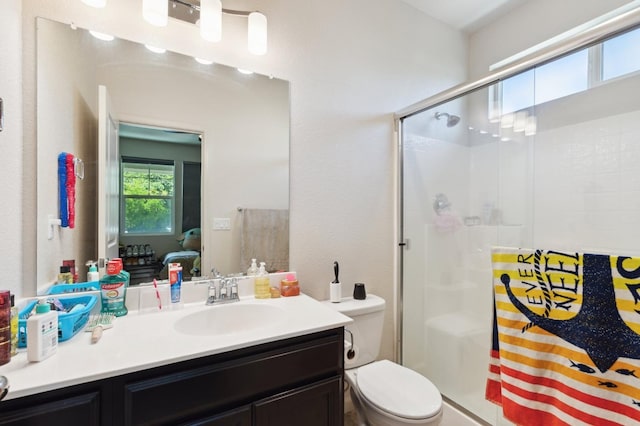 2315 Creekview Dr, Merced, CA 95340 - full bath featuring a stall shower, toilet, and vanity