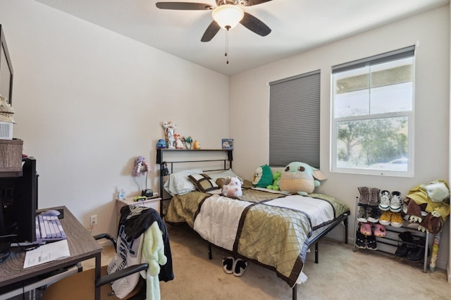 2315 Creekview Dr, Merced, CA 95340 - carpeted bedroom with a ceiling fan and an office area