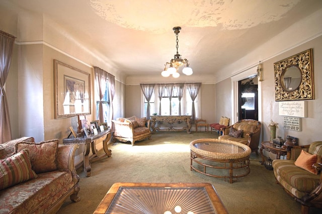 340 N Fulton St, Fresno, CA 93701 - living area featuring carpet floors and a chandelier