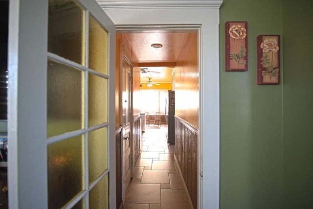 340 N Fulton St, Fresno, CA 93701 - hall featuring stone tile flooring and ornamental molding