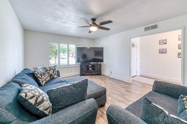 5932 E Illinois Ave, Fresno, CA 93727 - living room with light wood-style floors, ceiling fan, and baseboards