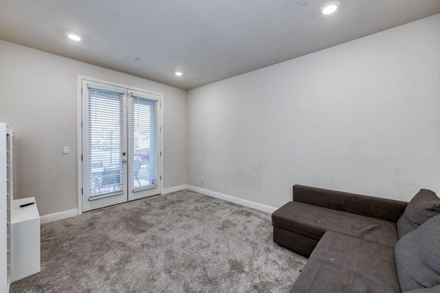 99 N Whittier Ave, Fresno, CA 93727 - sitting room featuring carpet, baseboards, french doors, and recessed lighting