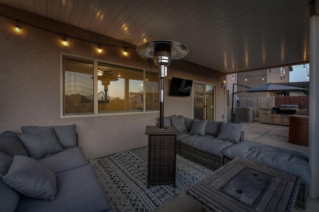 99 N Whittier Ave, Fresno, CA 93727 - view of patio with an outdoor hangout area and fence