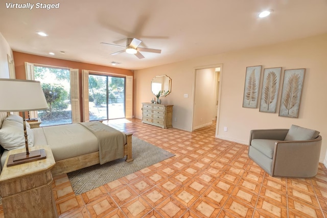 643 Park Ln, Madera, CA 93637 - bedroom featuring light floors, baseboards, and recessed lighting