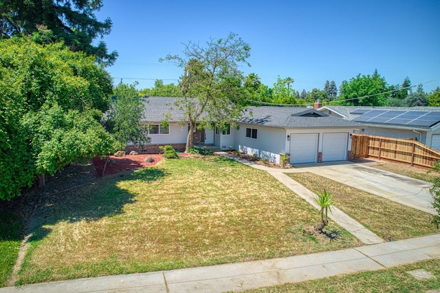 6117 N Colonial Ave, Fresno, CA 93704 - ranch-style home with a garage, driveway, stucco siding, and roof with shingles