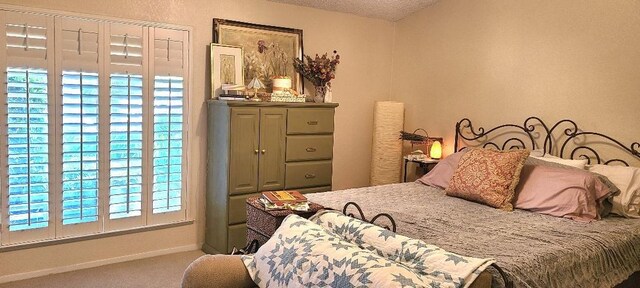 6300 N Palm Ave Unit 108, Fresno, CA 93710 - bedroom featuring carpet, a textured ceiling, and baseboards