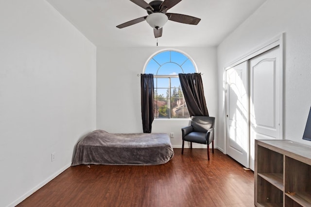977 E Pennsylvania Ave, Fresno, CA 93720 - bedroom featuring wood finished floors, baseboards, and a ceiling fan