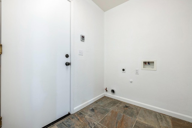 6254 E Bellaire Way, Fresno, CA 93727 - laundry room featuring gas dryer hookup, hookup for an electric dryer, hookup for a washing machine, and dark stone finish flooring