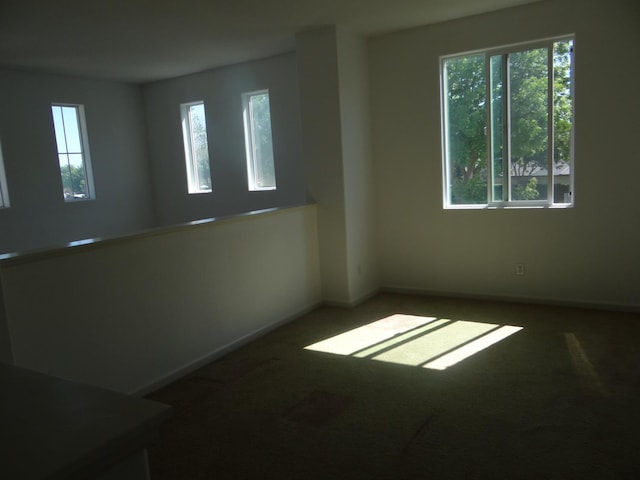 carpeted empty room featuring healthy amount of natural light and baseboards
