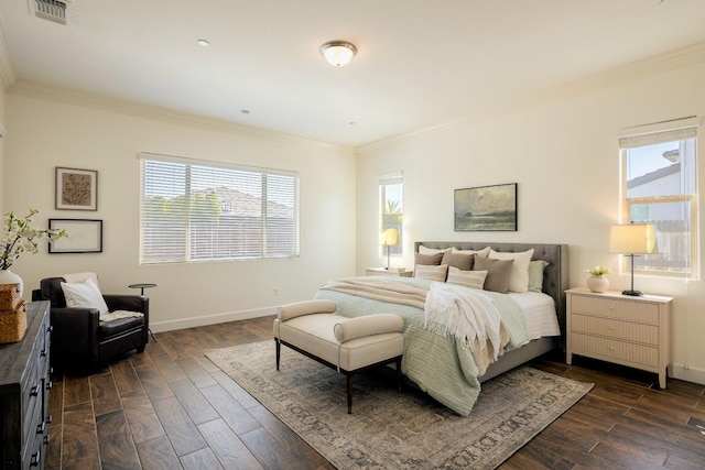 3636 Elberta Cir, Dinuba, CA 93618 - bedroom featuring ornamental molding, baseboards, and dark wood finished floors