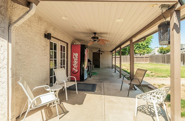 3732 W Garland Ave, Fresno, CA 93722 - view of patio featuring fence and ceiling fan
