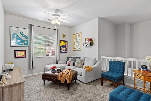1117 E Royal Dornoch Ave, Fresno, CA 93730 - living area with carpet flooring, ceiling fan, and baseboards