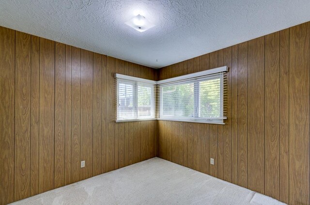 3948 E Fedora Ave, Fresno, CA 93726 - empty room featuring carpet flooring, wood walls, and a textured ceiling