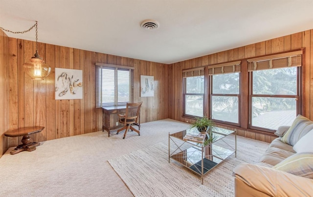 13155 W Shaw Ave, Kerman, CA 93630 - living area with carpet floors and wood walls
