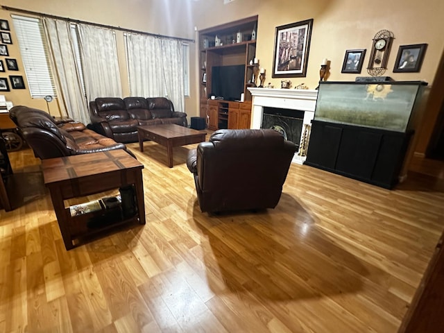 4769 N Emerald Peak Dr, Clovis, CA 93619 - living area with wood finished floors and a fireplace