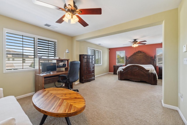 2865 Maine Ave, Clovis, CA 93619 - carpeted bedroom featuring a desk, baseboards, and ceiling fan