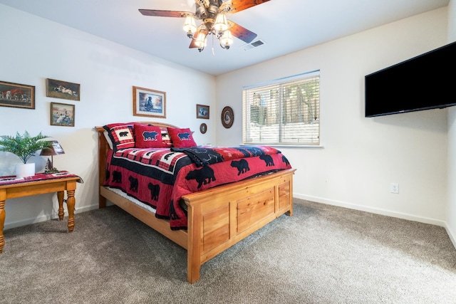 39398 Robin, Bass Lake, CA 93604 - bedroom featuring carpet flooring, baseboards, and a ceiling fan