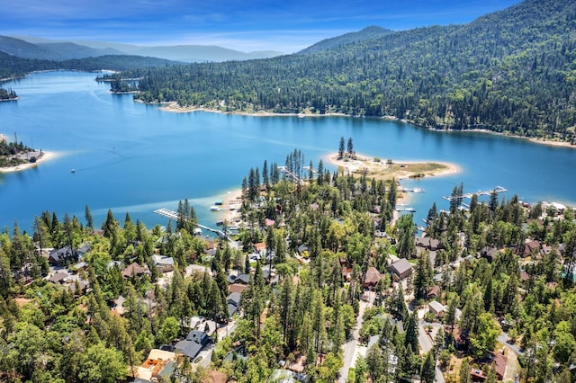 39398 Robin, Bass Lake, CA 93604 - drone / aerial view of a heavily wooded area and a water and mountain view