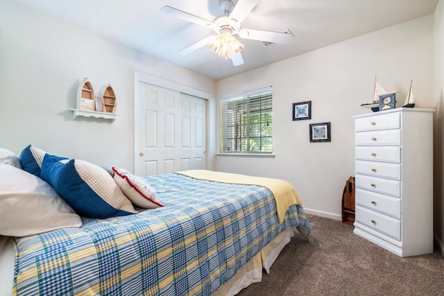 39398 Robin, Bass Lake, CA 93604 - carpeted bedroom with a closet, baseboards, and ceiling fan