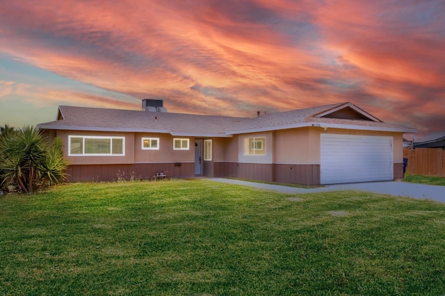 1380 Elaine Dr, Hanford, CA 93230 - ranch-style home with an attached garage, concrete driveway, and a yard