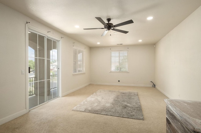 1710 N Filbert Ave, Clovis, CA 93619 - carpeted empty room with recessed lighting, a ceiling fan, and baseboards