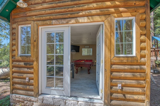 41533 Indian Rock Rd, Shaver Lake, CA 93664 - view of exterior entry featuring log siding