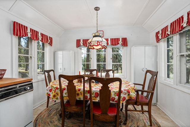 58374 Huntington Lake Rd Unit 12, Lakeshore, CA 93634 - dining room with healthy amount of natural light, baseboards, and lofted ceiling