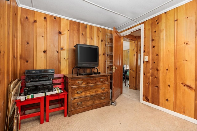 58374 Huntington Lake Rd Unit 12, Lakeshore, CA 93634 - living area with carpet flooring and wooden walls