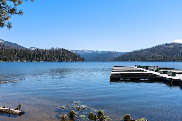 58374 Huntington Lake Rd Unit 12, Lakeshore, CA 93634 - dock area featuring a water and mountain view and a view of trees