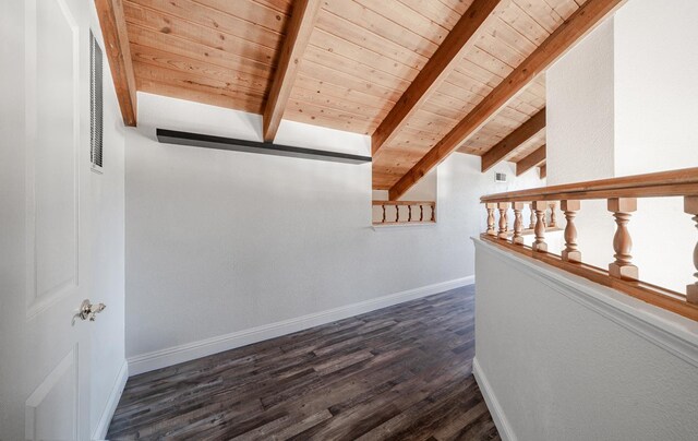 43480 Cave Stone Ct, Coarsegold, CA 93614 - hallway featuring wood ceiling, dark wood finished floors, and baseboards