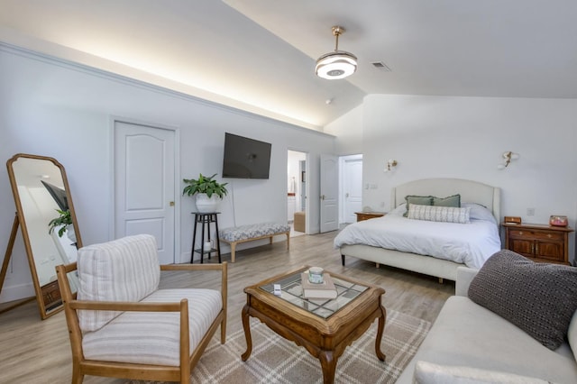 3519 N Van Ness Blvd, Fresno, CA 93704 - bedroom featuring vaulted ceiling and light wood-style floors