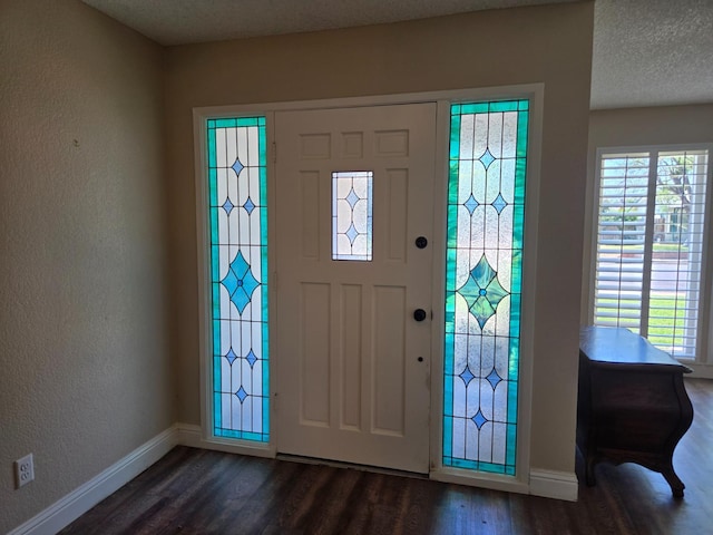 1489 Celeste Ave, Clovis, CA 93611 - foyer featuring baseboards, dark wood-type flooring, plenty of natural light, and a textured wall