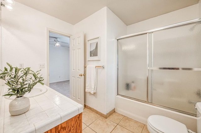 198 Decatur Ave, Clovis, CA 93611 - bathroom with toilet, enclosed tub / shower combo, vanity, tile patterned floors, and baseboards