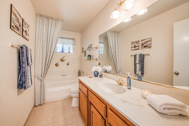 6365 N Barcus Ave, Fresno, CA 93722 - bathroom featuring vanity, toilet, tile patterned flooring, a tub, and a shower