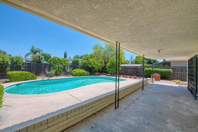 view of pool with a patio and a fenced backyard