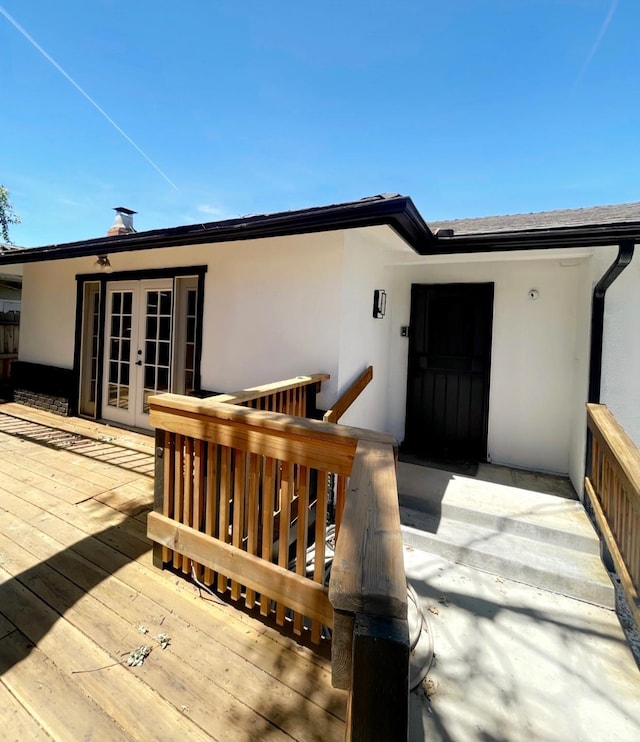 752 E Stuart Ave, Fresno, CA 93710 - wooden terrace with french doors