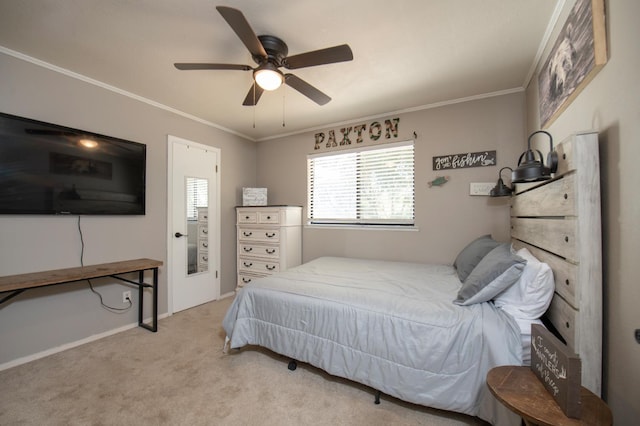 47438 Cheyenne Rd, Coarsegold, CA 93614 - carpeted bedroom featuring ornamental molding and a ceiling fan