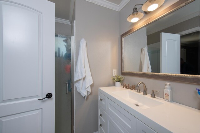 47438 Cheyenne Rd, Coarsegold, CA 93614 - full bath featuring crown molding, a shower stall, and vanity