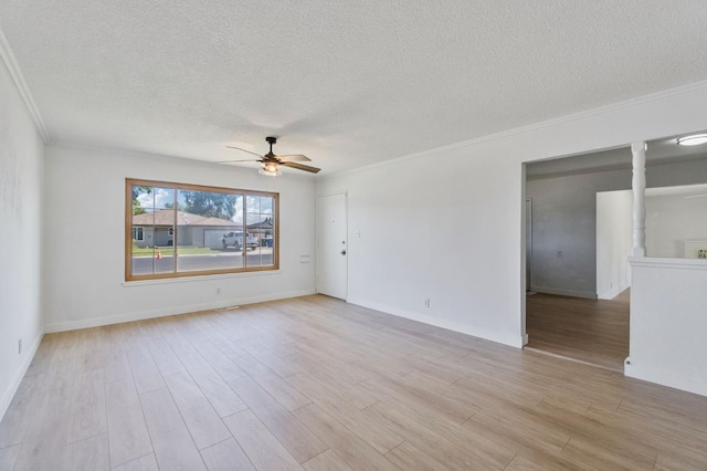 638 W Dennis Dr, Clovis, CA 93612 - unfurnished room featuring crown molding, a textured ceiling, a ceiling fan, light wood finished floors, and baseboards