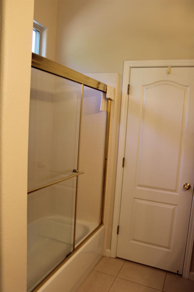 373 W Houston Ave, Clovis, CA 93611 - full bathroom with tile patterned flooring and bath / shower combo with glass door