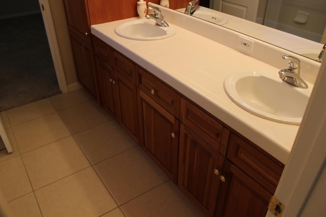 373 W Houston Ave, Clovis, CA 93611 - full bathroom featuring tile patterned floors and double vanity