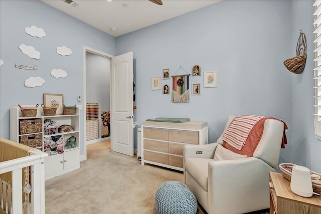 2315 W Malone St, Hanford, CA 93230 - living area featuring light colored carpet and ceiling fan