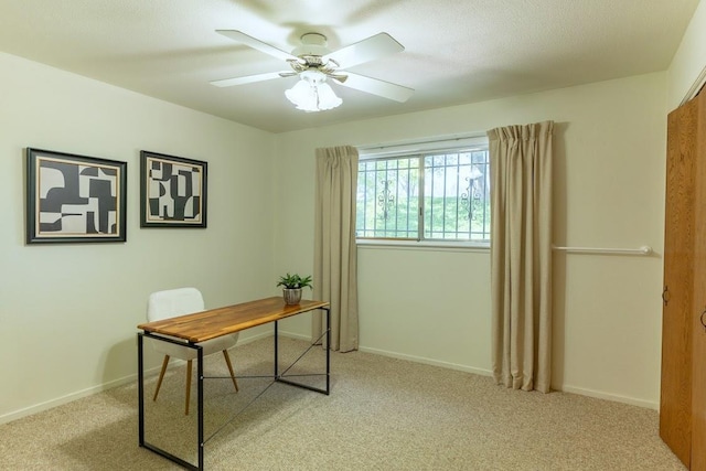 16895 Rd 30 1/2, Madera, CA 93636 - home office featuring a ceiling fan, light carpet, and baseboards