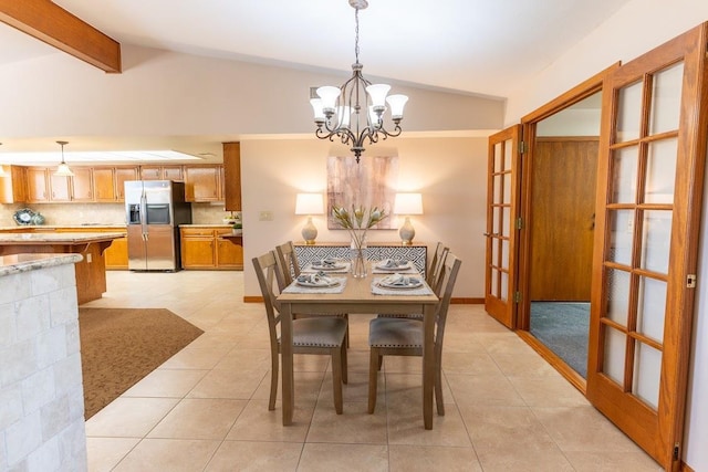 16895 Rd 30 1/2, Madera, CA 93636 - dining room featuring a chandelier, light tile patterned flooring, and french doors