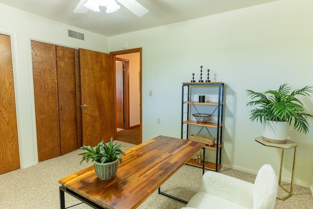 16895 Rd 30 1/2, Madera, CA 93636 - office area with carpet floors, ceiling fan, and baseboards
