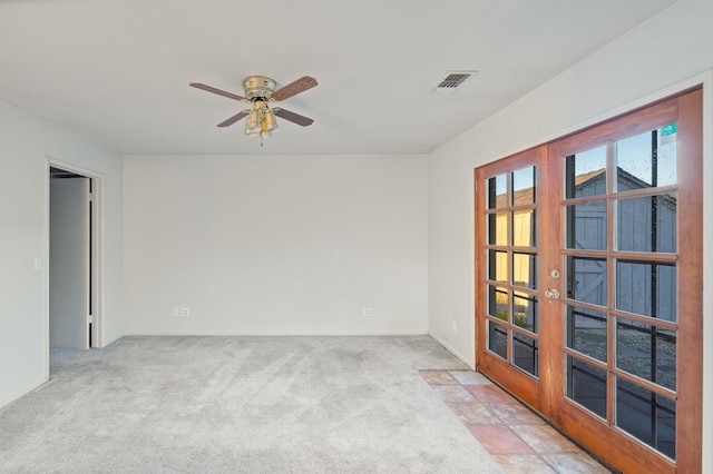 5664 Clouds Rst, Mariposa, CA 95338 - unfurnished room with french doors, carpet floors, and a ceiling fan