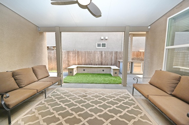 11332 N Cherry Sage Ave, Fresno, CA 93730 - sunroom with an outdoor living space and a ceiling fan