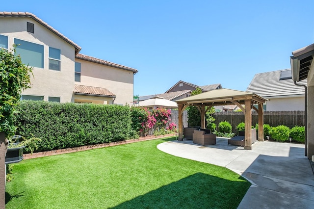 1362 E Via Viola Way, Fresno, CA 93730 - fenced backyard featuring a gazebo, a patio, and an outdoor living space