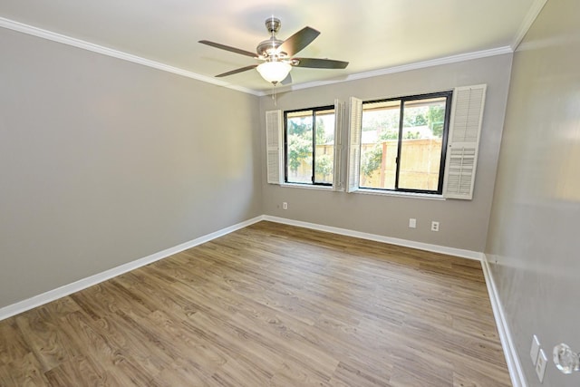 5088 N Forkner Ave, Fresno, CA 93711 - spare room featuring ornamental molding, ceiling fan, and wood finished floors
