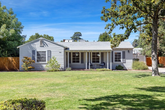 ranch-style home with covered porch